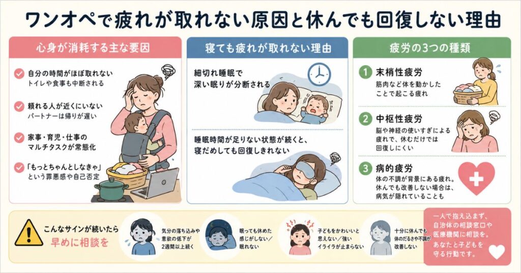 ワンオペ育児や家事で心身が消耗する具体的な要因